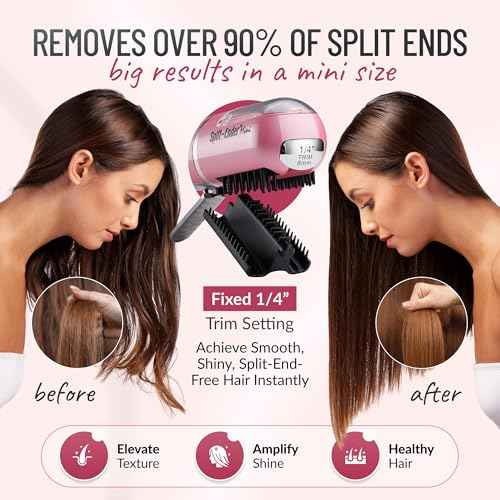 Split Ender Mini ? Original Cordless Split End Hair Trimmer for Dry, Damaged, Brittle, Curly, Frizzy, or Straight Hair ? Battery Operated Home Styling Tool for Split Ends (Battery-Powered, Light Pink)