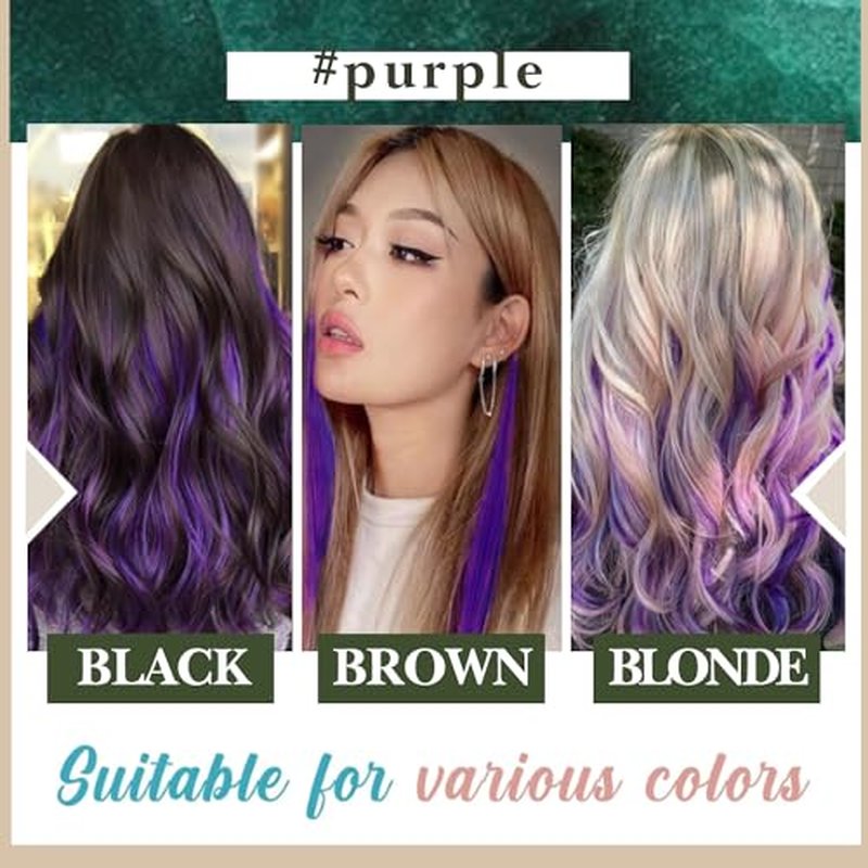 RUNATURE Purple Hair Extensions Real Human Hair, Tape in Hair Extensions, Easy to Apply, 22 Inch Seamless Tape in Colored Hair for Kids Highlight Party, Straight Remy Hair, 50g 20 pcs