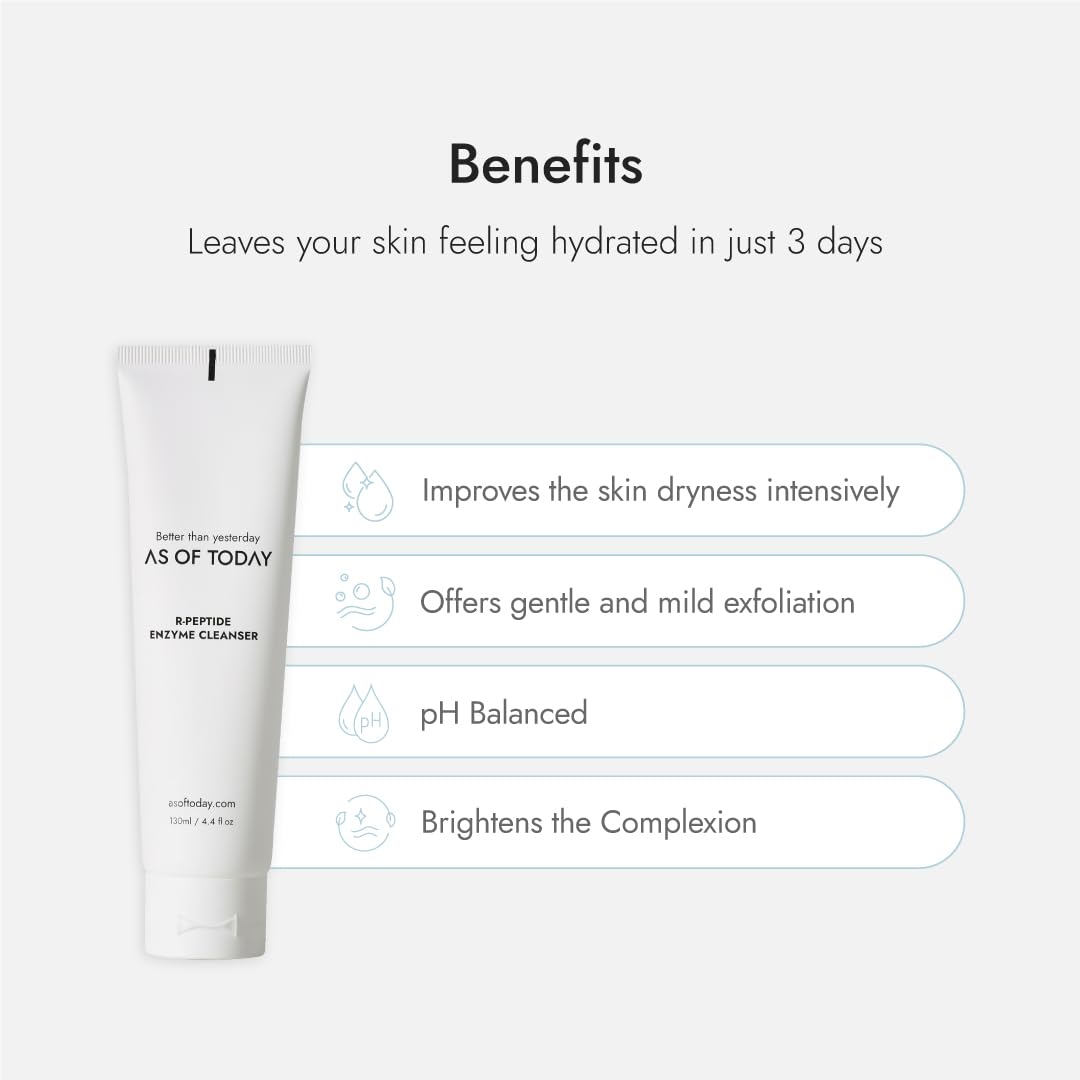 R Peptide Enzyme Cleanser | Dermatologist Tested Gentle Hydrating Face Wash with Peptides, Enzymes & Quillaja Extract | Non-Foaming Cleanser for Sensitive, Dry Skin | Clean Beauty | 3.3 fl oz