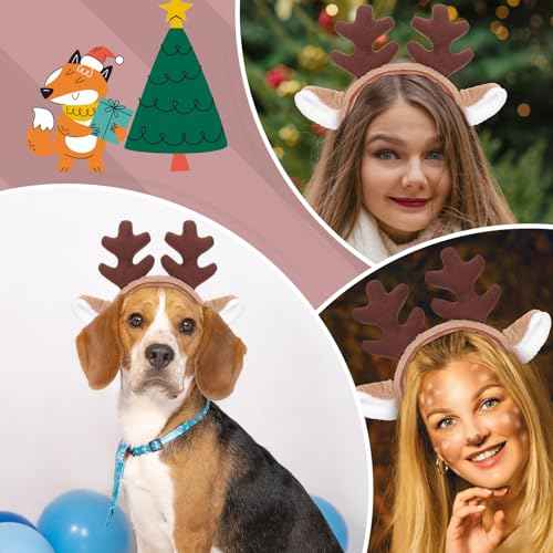 Deer Antlers Headband, Halloween Reindeer Antlers Headbands Cute Animal Ears Head Bands Deer Antler Hairband for Women Adults Christmas Halloween Party Cosplay Costume