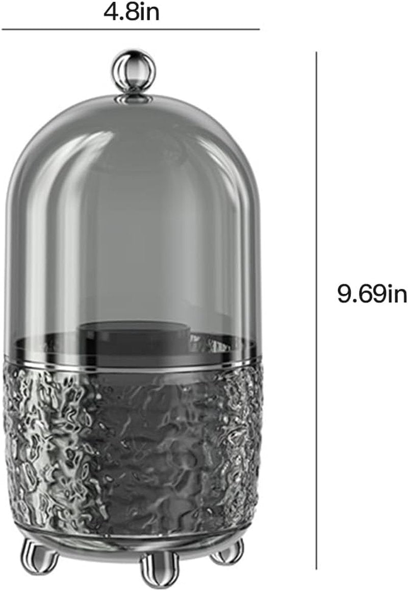 360 Rotating Makeup Brush Holder - Dustproof Spinning Organizer for Bathroom Countertop | Gray