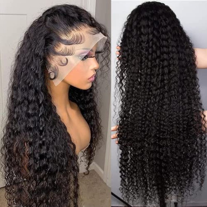 13x4 HD Lace Front Wigs Human Hair Pre Plucked with Baby Hair 180% Density Brazilian Virgin Hair Deep Wave Wig Glueless Human Hair Wigs for Black Women (natural color 22 inch)