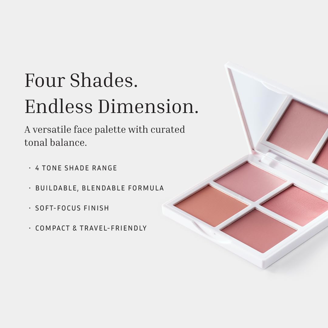 LITHE BEAUTY 4-Shade Sunset Blush Palette, Pink Tones for Natural Flush, Silky Blendable Powder, Clean Vegan Formula, Travel-Friendly, Compact