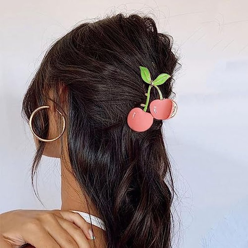 Hair Claw Clips for Women, 2Pcs Large Non-Slip Strong Metal Cherry Butterfly Sparkly Hair Jaw Clips, Cute Hair Holding Headwear Gifts