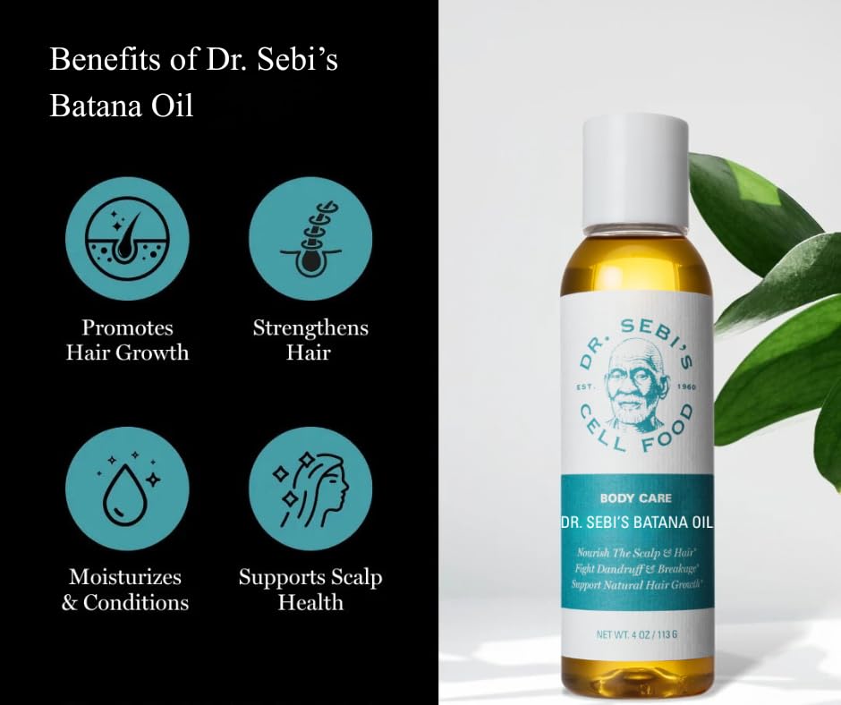 Dr. Sebi’s Batana Oil for Hair Growth - 100% Natural Coconut & Olive Oil | Supports Scalp Health & Stronger Hair - 4 fl oz