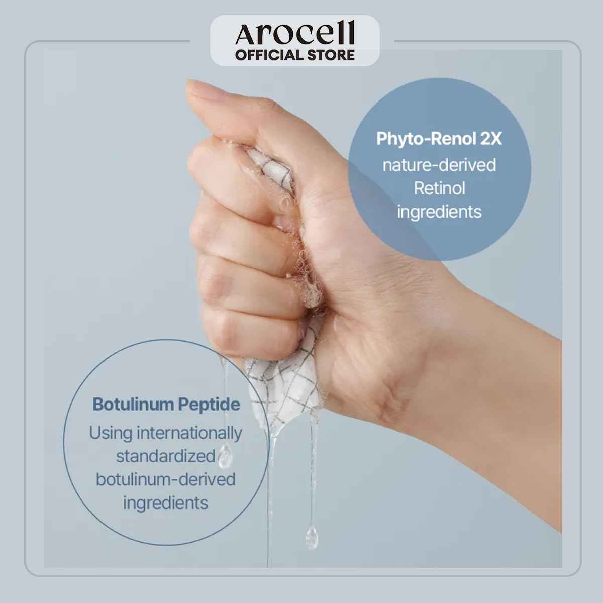 AROCELL Botulcare Graphene Face Mask 5 Sheets 25ml–Korean Skincare Collagen Peptide Sheet Mask for Firming, Elasticity, Hydrating, Moisturizing, Pore Care with High Adhesion Non-Drip Hydrogel Fit