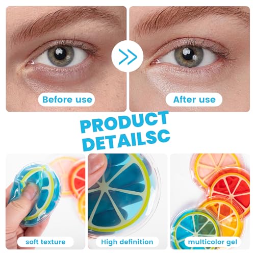 Reusable Gel Eye Ice Pack, Cooling Eye Masks for Eye Strain, Eye Swelling, Eye Redness, Puffy Eyes, Dark Circles, Smooth Fine Lines, and Eye Recover Surgery (Orange £¦ 4PCS)