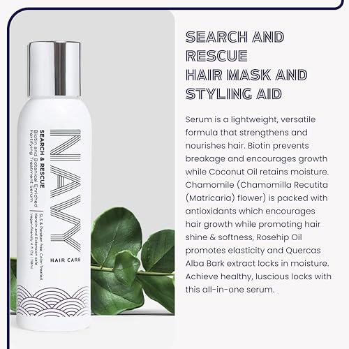 NAVY Hair Care Search & Rescue Fortifying Treatment Serum | Biotin-Enriched Botanical Blend with Chamomile Extract, Coconut & Rosehip Oil | Strengthens, Nourishes & Promotes Hair Growth | 4 oz