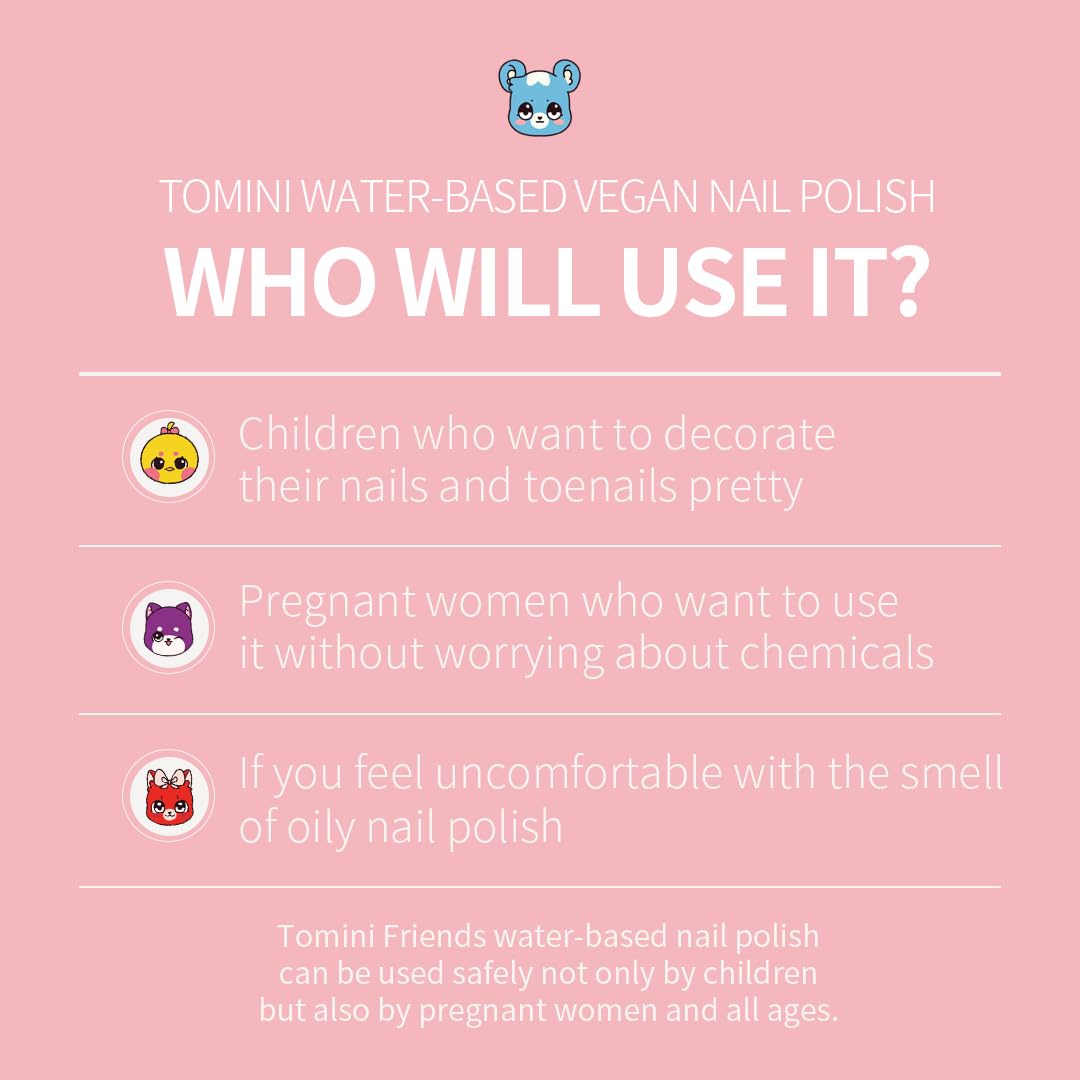 TOMINI FRIENDS WATER BASED NAILPOLISH (Friends 6 colors set) & tincase