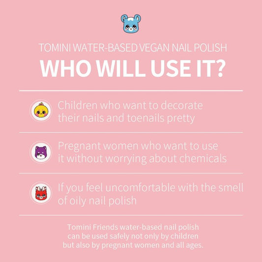 TOMINI FRIENDS WATER BASED NAILPOLISH (Friends 6 colors set) & tincase