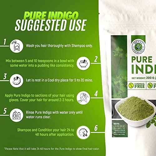 Henna Cosmetics Indigo Powder Natural Hair Dye Kit | Organic Black 100 Grams (3.52 Ounces)