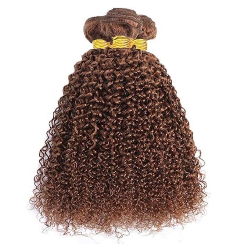 Brown Human Hair Bundles Color 30 Curly Wave Bundles 10 12 14 inch Double Weft Brazilian Virgin Brown Kinky Curly Human Hair Extensions