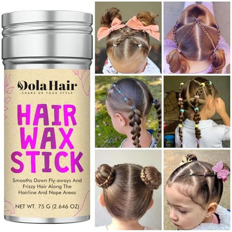Dolahair Hair Wax Stick - Flyaway Control and Styling Pomade for Kids, Women, and Men - Accessorie Slick Back Hair Brush Kit Hair Bun Maker (Pack of 4)