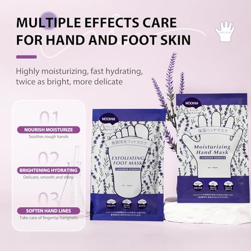 Hydrating Hand Foot Masks Set,3 Pack Glove Mask for Dry Hand,Exofliating 3 Pack Socks Maskfor Peeling Away Dead Skin Calluses£¨Lavender£©