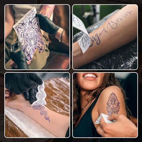 MUNBYN Tattoo Transfer Paper 100 Sheets, A4 Size Tattoo Stencil Paper, 4-Layer Stencil Papers for Tattooing, Tattoos Kit Supplies, Compatible with ITP05/ITP06/M08F/P90/MHT-P8009 Printer