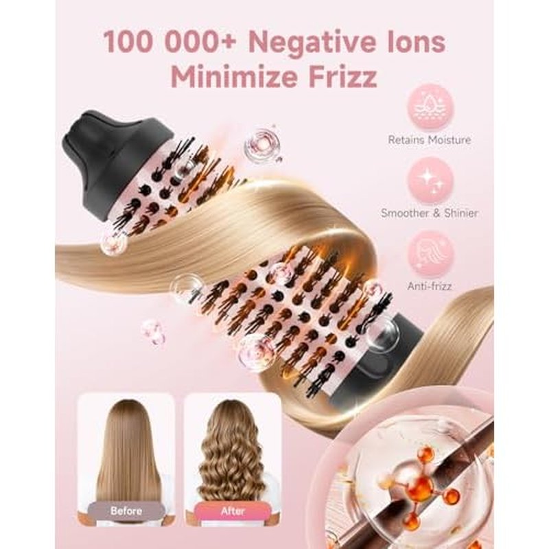 Thermal Brush, FLYZEMAA 1.5 Inch Curling Brush for Long Dry Hair, Heated Round Brush with 3 Temp Settings, 30s Fast Heat for Curling & Volumizing, Anti-Scald Nylon Bristles, Dual Voltage (Black)