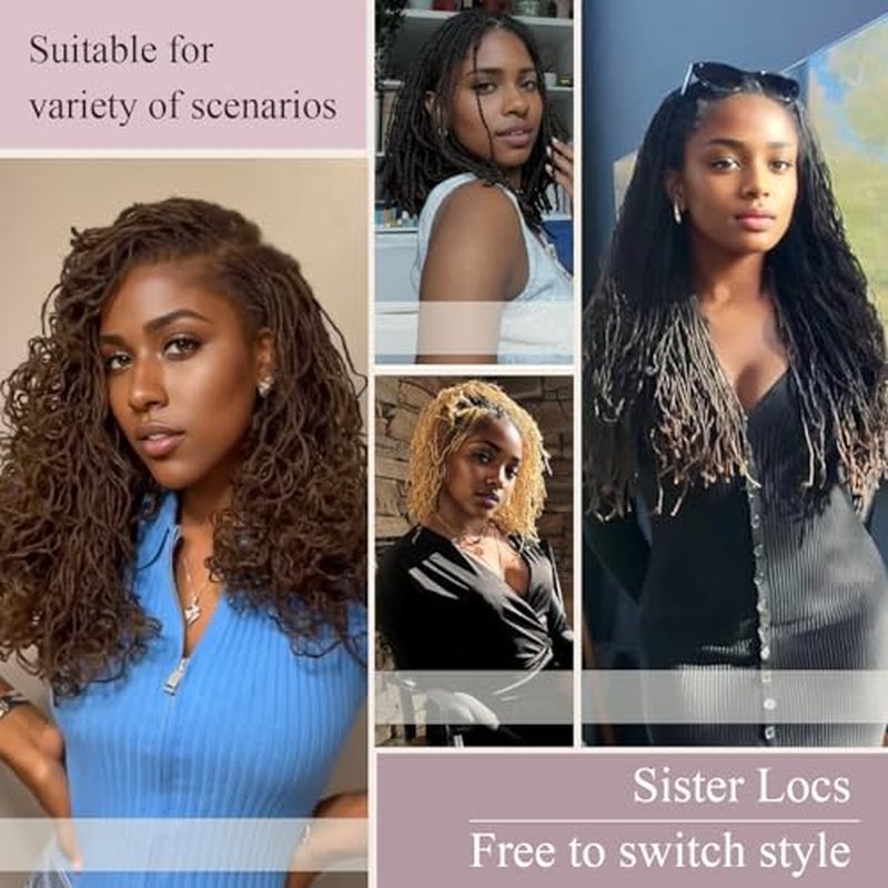 Originea 8-18 Inch 0.1 and 0.2 0.4 Thickness Curly Tips Interlocked sister Locs 100% Real Human Hair Micro loc Extensions Permanent Dreadlock Extensions (Bug# 0.1cm, 14 Inch 70 Strands)