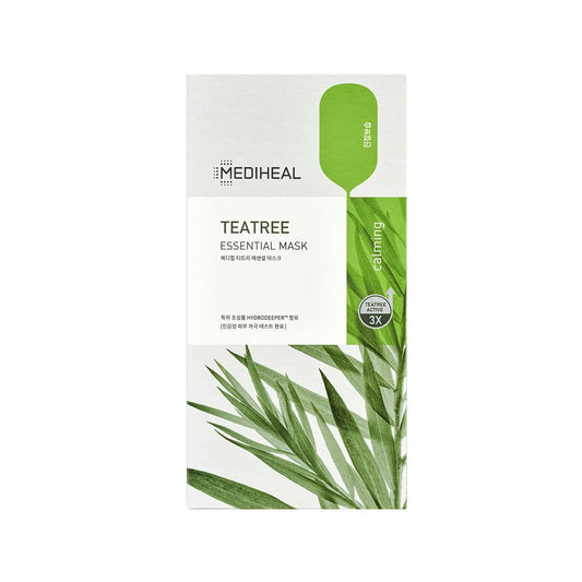 Mediheal Best Korean Sheet Mask - Tea Tree Essential Face Mask 10 Sheets For All Skin Types Korean Best Sheet Mask Soothing Calming