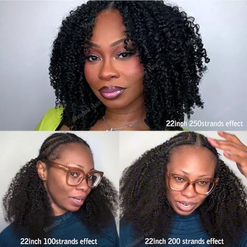 Knotless Pre Separated Human Hair Crochet Extensions for Braids Afro Kinky Curly Brazilian Virgin Feather Hair Bundles Boho Twist Braiding Hair for Black Women 22inch 60g