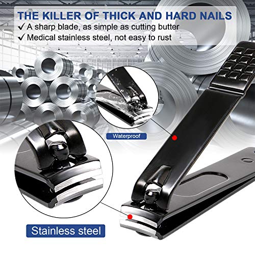 Manicure Pedicure Kit Nail Clippers Set Fingernails & Toenails Vibrissac Scissor 5 Pieces Best Care Tools for Man & Women with Travel Case (Gray/Black_A) (Gray/Black_A)