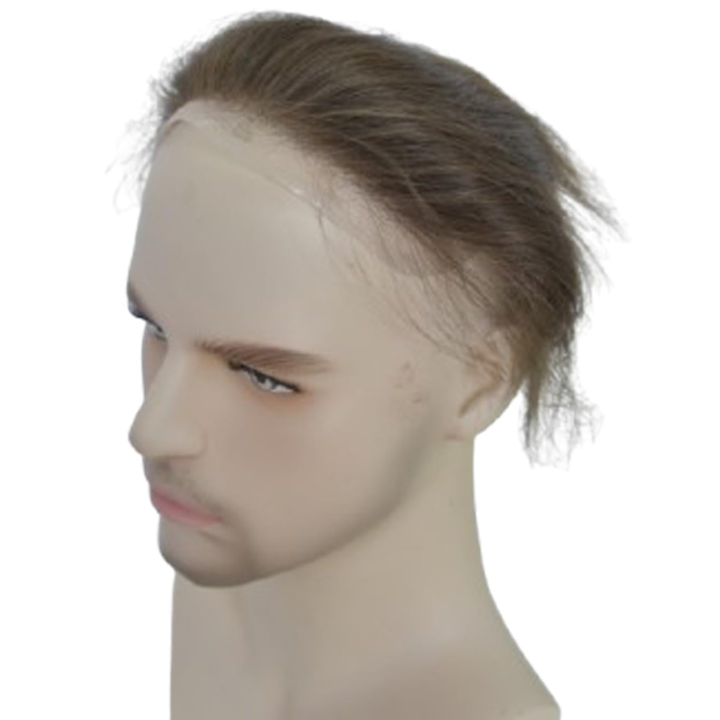 Vennsian Receding Forehead Natural Hairline Full Swiss Lace Frontal Toupee Real Human Hair Replacement System Frontal Hair Topper (1B Black Color, 1.57x7.08 INCH)