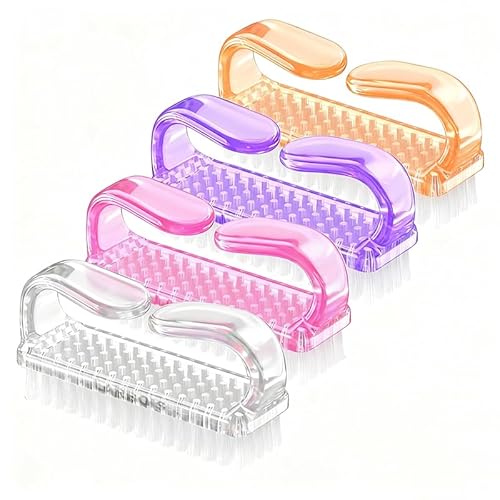 Handle Grip Nail Brush 4 Pack Nail Brushes Scrub Brush for Toes and Nails Hand Fingernail Cleaner Scrubbing Men Women