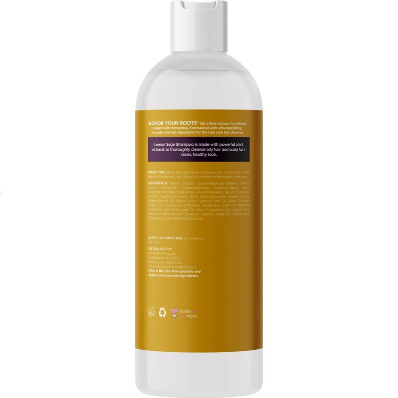 Lemon Sage Shampoo for Oily Hair - Sulfate Free Clarifying Shampoo for Build Up with Lemon Sage Keratin and Tea Tree Oil for Hair and Scalp Care - Deep Cleansing Rosemary Shampoo for Men and Women