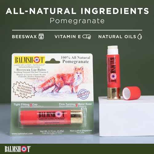 BALMSHOT Lip Balm 4 Pack (100% All-Natural Pomegranate)