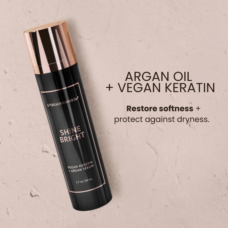 Shine Bright Serum - Vegan Keratin & Organic Argan Oil | Smoothing Formula for Silky, Frizz-Free Hair - 1.7 Oz