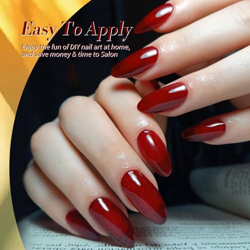 Born Pretty Jelly Gel Nail Polish,Christmas Fall Winter Transparent Gel Polish,Brown Blood Wine Red Orange Green Blue,Soak Off U v LED Light Cure Nail Art Kit for Salon and DIY at Home