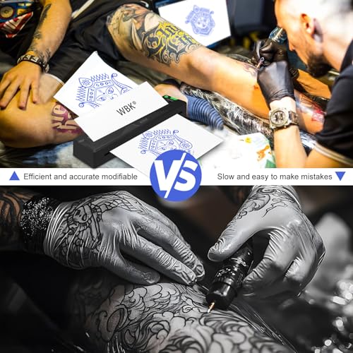 wbk Tattoo Stencil Printer,2026 New Thermal Portable Wireless Bluetooth Inkless Tattoo Printer Machine for Tattoo Beginners&Artists,with 3pcs Tattoo Transfer Paper,Compatible with Phone/Pc&Pad