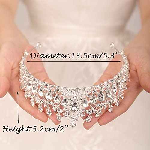 JWICOS Crystal Tiara and Crown for Women Elegant Queen Tiara for Girls Wedding Tiara Headband for Brides Prom Party Pageant