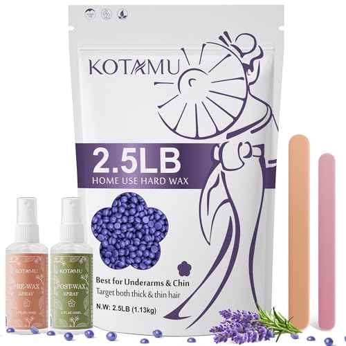 KOTAMU Wax Beads for Hair Removal, Professional Waxing Beads for Underarms, Chin, Bikini, Brazilian, Facial, Arm, Leg, Sensitive Skin, 2.5lb Hard Wax for Thick Thin Hair, Waxing Beans for Women & Men