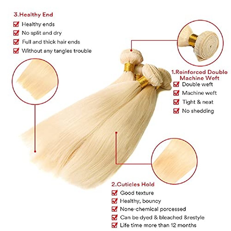 Blonde Human Hair Bundles 613 Straight Bundle Brazilian Virgin Remy Hair 3 Bundles 28 28 28 Inch 613 Loose Wave Bundle