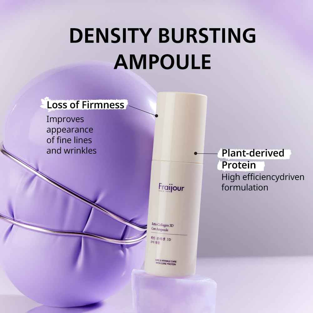 Fraijour Retin-Collagen 3D Core Ampoule – Anti-Aging Serum with Stabilized Retinal, 29 Proteins & Milk Extracts, Firms & Revives Skin, Boosts Elasticity & Glow, For Sensitive Skin, 1.69 fl.oz.