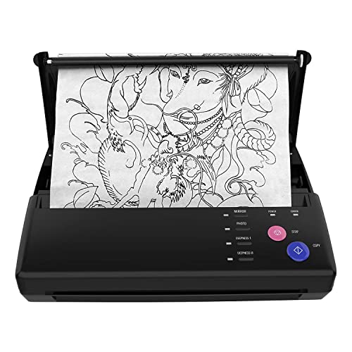 BIOMASER Tattoo Stencil Printer for Tattooing,Tattoo Printer Transfer Stencil Machine Drawing Thermal Maker Copier with 20 Transfer Papers£¨Black