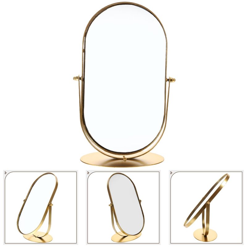 Zerodeko Retro Metal Makeup Mirror 11.22X5.90X3.93In Single-Sided Vanity Mirror Portable Desktop Cosmetic for Dressing Table Bathroom Use