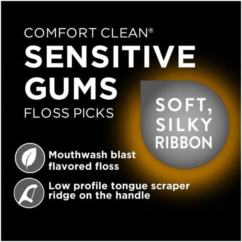 DenTek Comfort Clean Floss Picks - Soft Ribbon for Sensitive Teeth | 90 Count (Pack of 6)