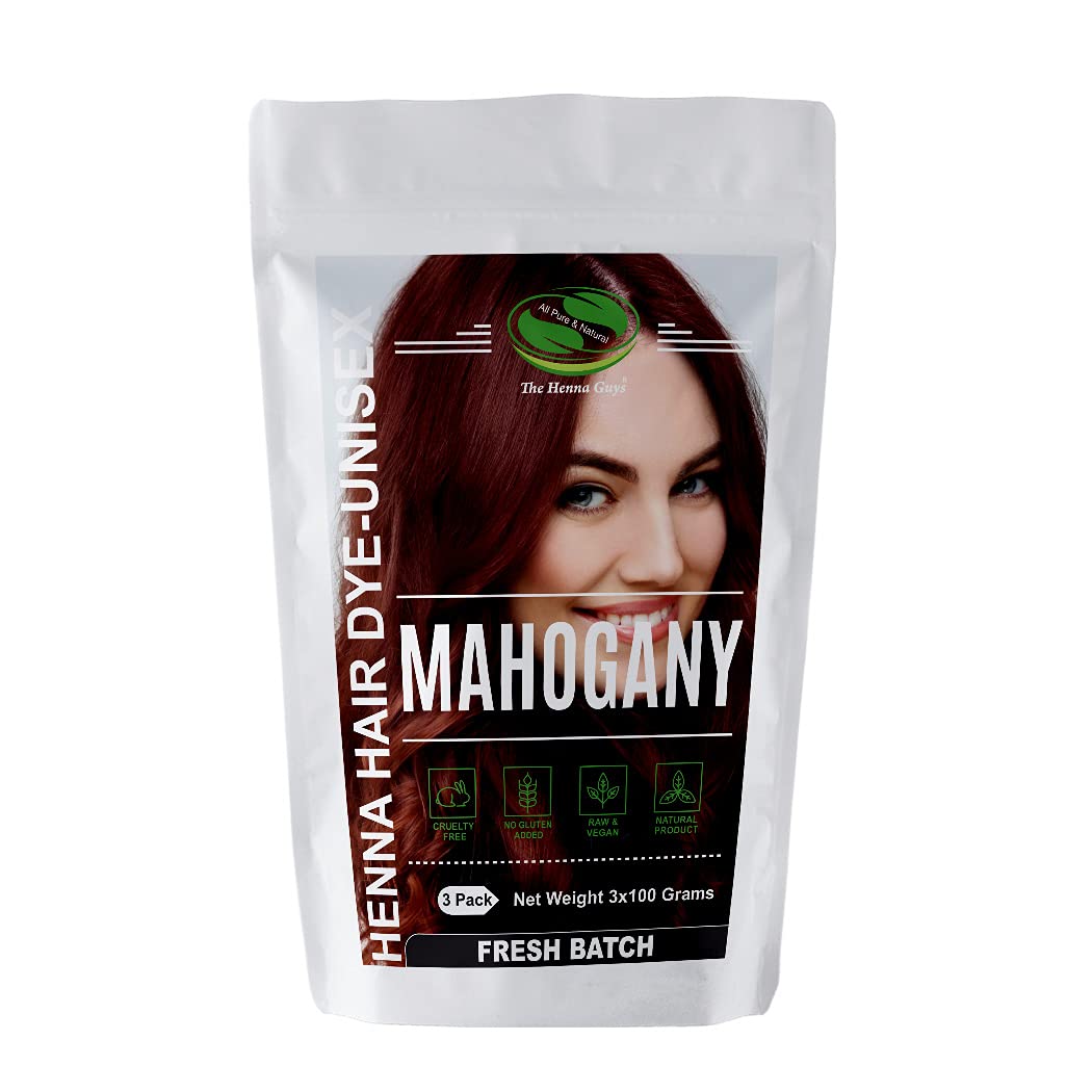 Mahogany Henna Hair & Beard Color | Natural Plant-Based Dye - 3 Packs, 100 Grams