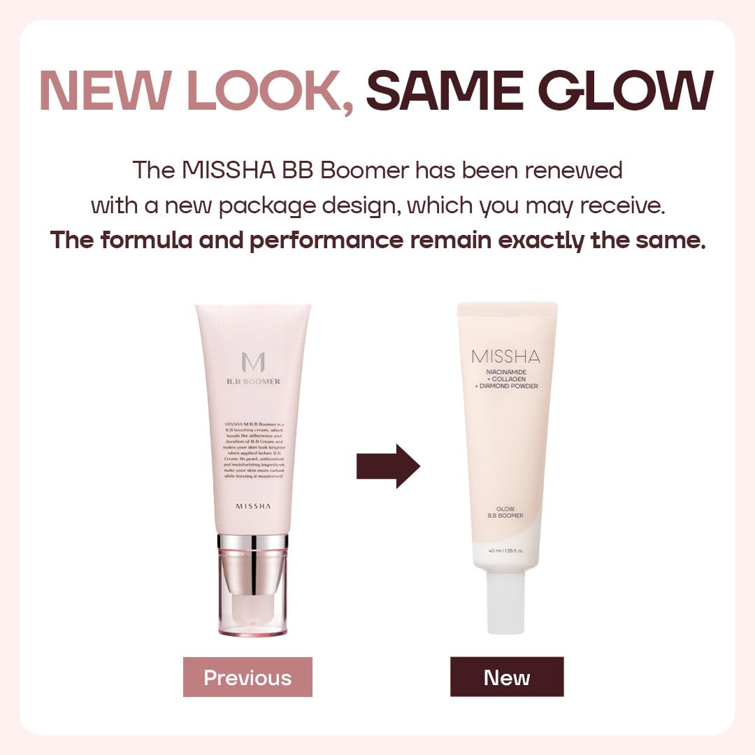 MISSHA M BB Boomer Primer for Face I Creamy-Soft, Illuminating Makeup Primer for Dewy Finish, Hydrating Radiant Cream, Moisturizing Makeup Base, Glass Skin, 1.35 Fl oz/40ml