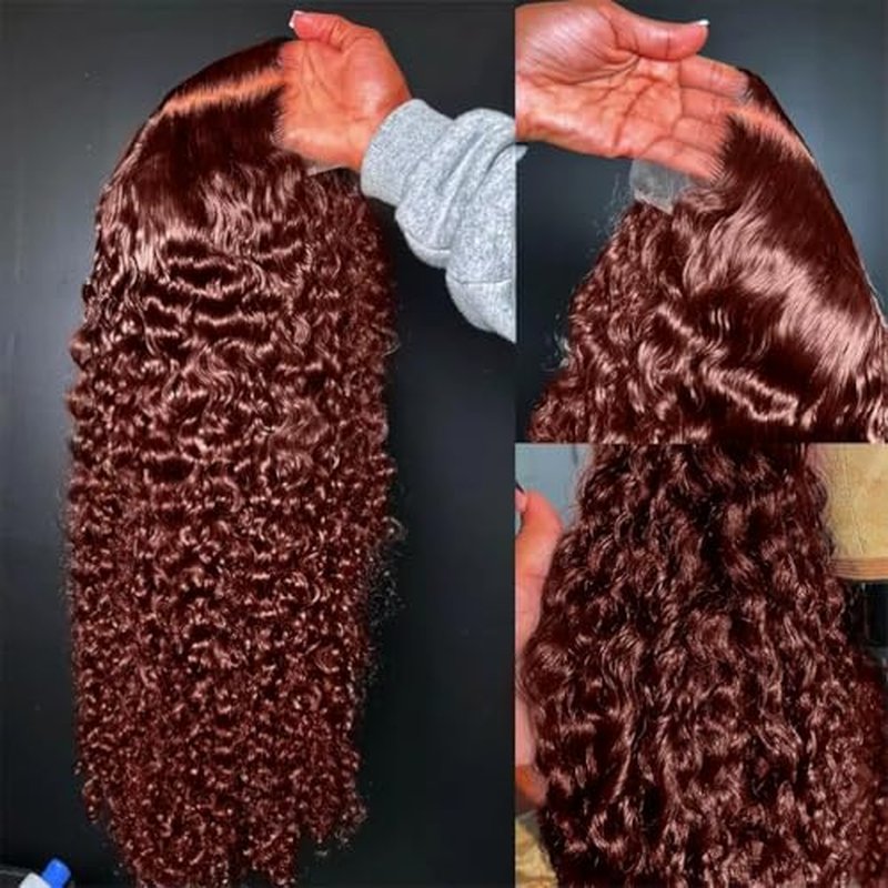 Reddish Brown Lace Front Wigs Human Hair 13x6 Deep Wave Lace Front Wig 200% Density Deep Wave Frontal Wigs Pre Plucked with Baby Hair for Women Glueless (13x6 Reddish Deep, 20 inch)