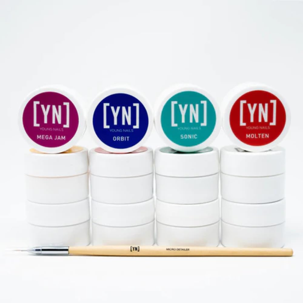 Young Nails Mission Control Gel Paint for Nail Art - Professional Precision Liner & Design Polish, UV/LED Cure, Rich Pigment & Shine, Nail Art Gel Liner for Detailed Designs, Gel Pot, Fizz, 5g
