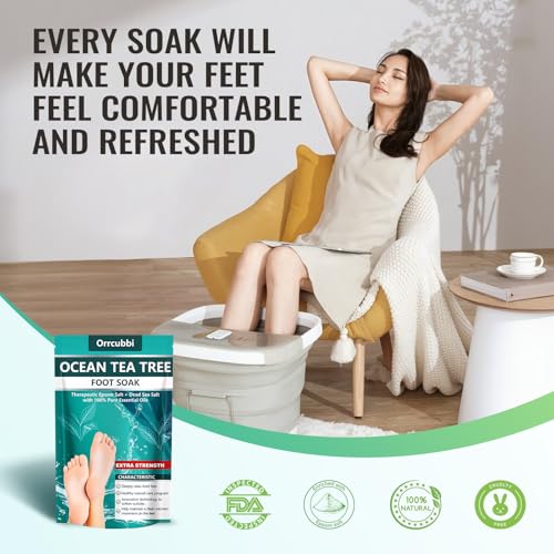 EXTRA STRENGTH Ocean Tea Tree Oil Foot Soak Salt ? Dead Sea & Epsom Salt with Natural Essential Oils ? Foot Bath for Odor, Callus Softening & Toenail Care ? Relax Tired Feet, Home Spa Use 16oz
