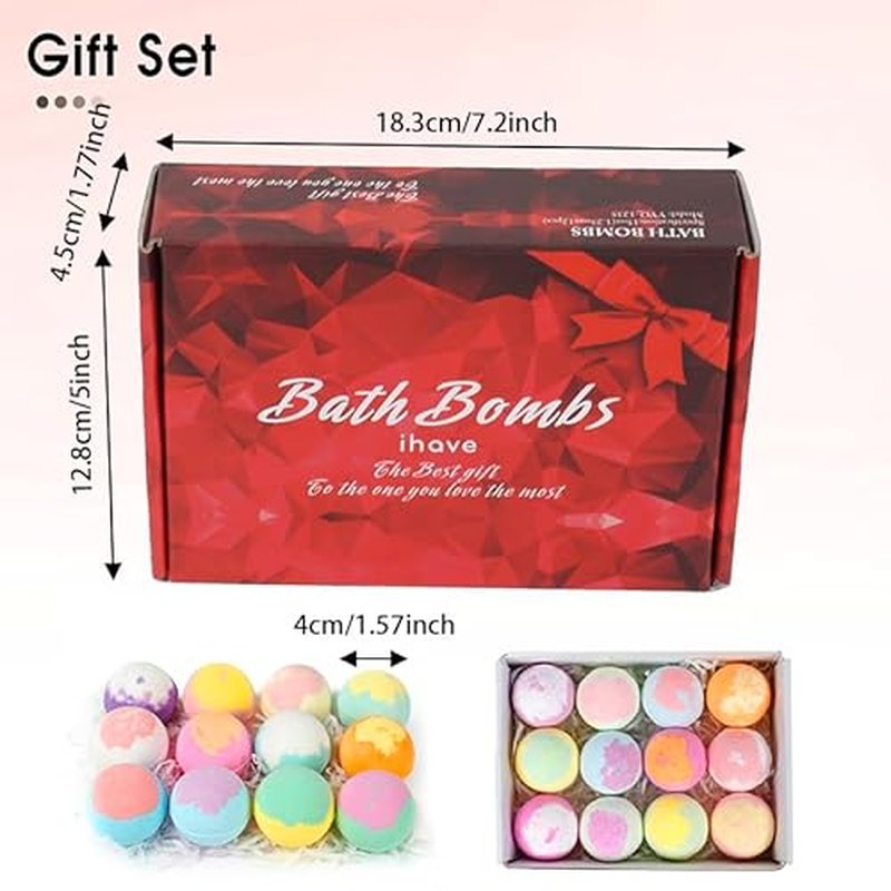 iHave Bath Bombs for Kids and Women, 12 Natural Handmade Bath Bomb Gift Set, Bubble Bath Bombs - Perfect Self Care Relaxing Spa Gifts for Women