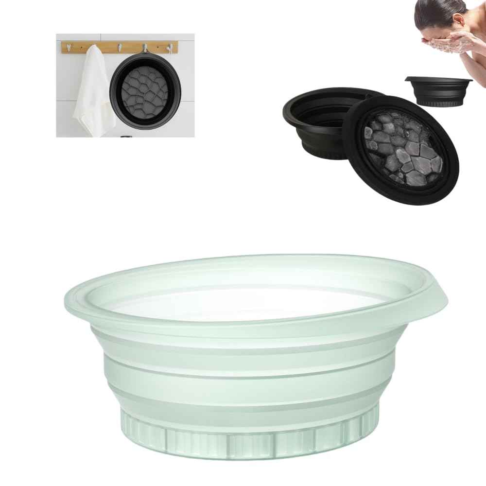 Face Bowl for Ice with Built-In Ice Tray - Collapsible Silicone Bowl with Built-In Ice Tray for Acne Relief, Pore Minimizing & Glowing Skin | Cold Therapy for Home, Travel & Parties (Light Green)
