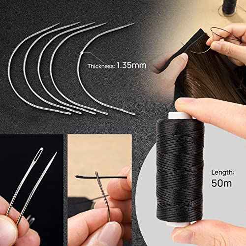 NEWISHTOOL Hair Extension Tool Kit - Silicone Micro Beads, Stainless Steel Beads Plier, Metal Bead Threader and Needle Pulling Hook for Beading Hair Extensions, Girls Cosplay Party Hair Styling Tool