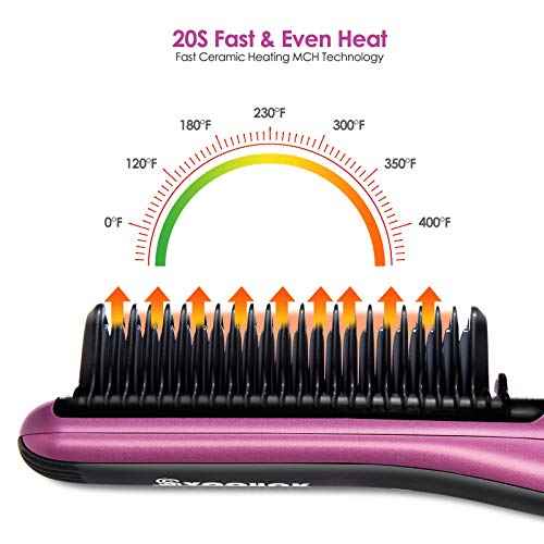 Professional Hair Straightening Brush - Fast Heating Ceramic Styler with 6 Adjustable Temp Settings, Anti-Scald & Auto-Off Safety - Sleek & Smooth Hair for Home, Travel, Salon