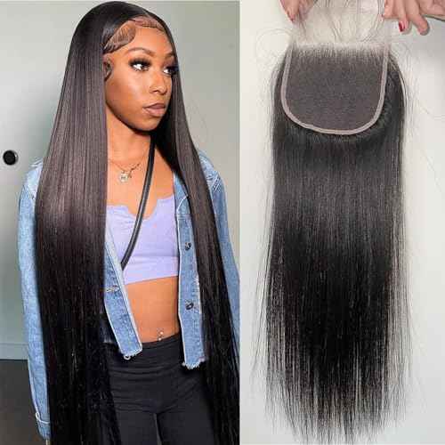 4x4 Lace Closure Hd Transparent Straight Frontal Closure 12A Virgin Remy Human Hair Pre Plucked 16 Inch Natural Black Color