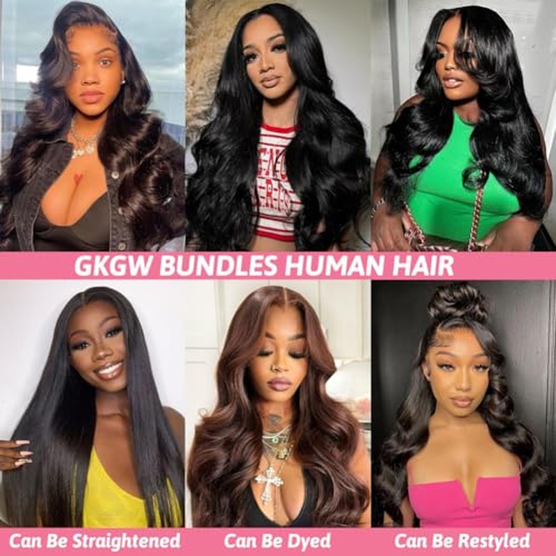 12A Human Hair Bundles 16 18 20 Inch Body Wave 100% Unprocessed Brazilian Virgin Hair 3 Bundles Human Hair Extensions Quick Weave Natural Black