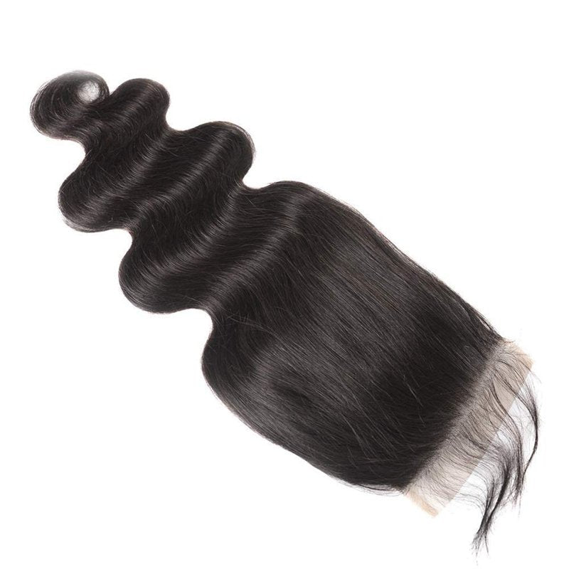 6X6 Closure Human Hair HD Transparent Lace Pre Plucked With Baby Hair Free Part Body Wave 6 By 6 Lace Closure Brazilian Virgin Remy Human Hair High Density Natural Black 14 Inch